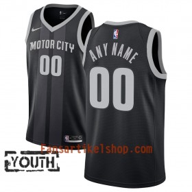 Detroit Pistons Trikot Benutzerdefinierte 2018-19 Nike City Edition Schwarz Blau Swingman - Kinder